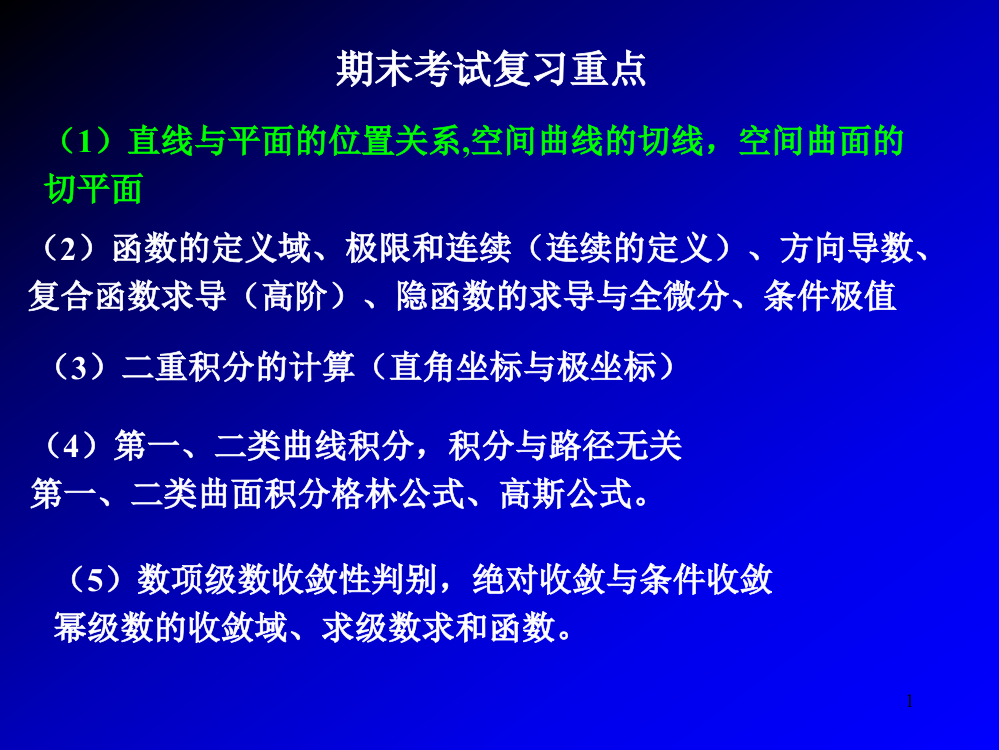 高数同济版大一下学期期末复习ppt课件