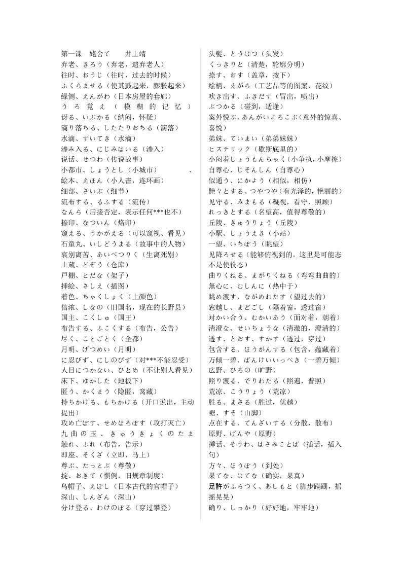 高级日语二词汇1-7课