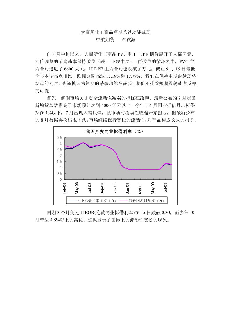 大商所化工商品短期杀跌动能减弱