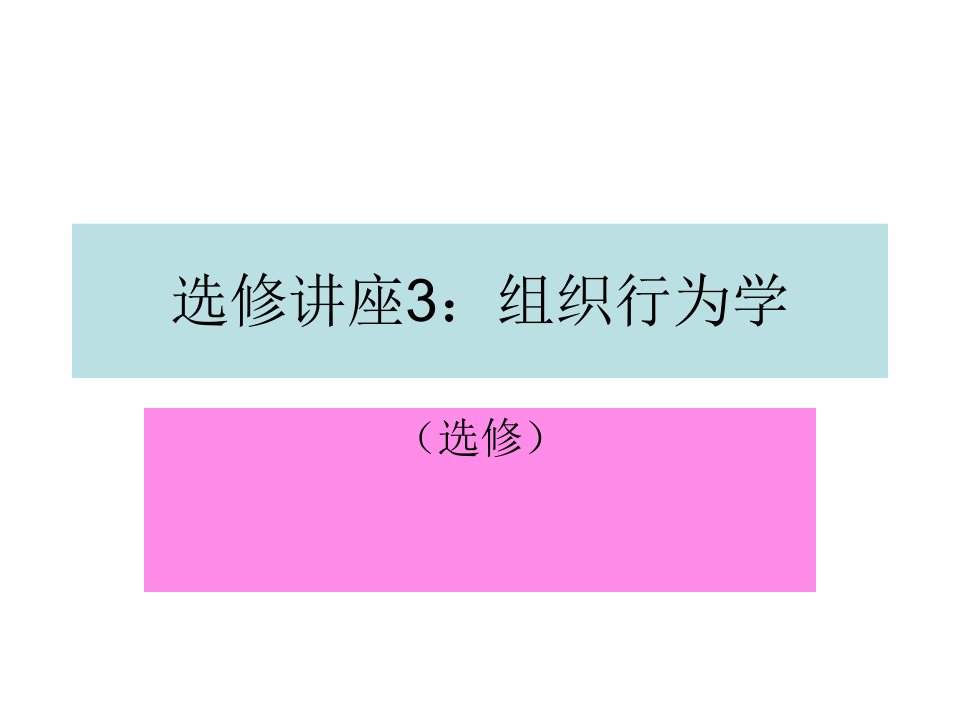 选修讲座3：组织行为学