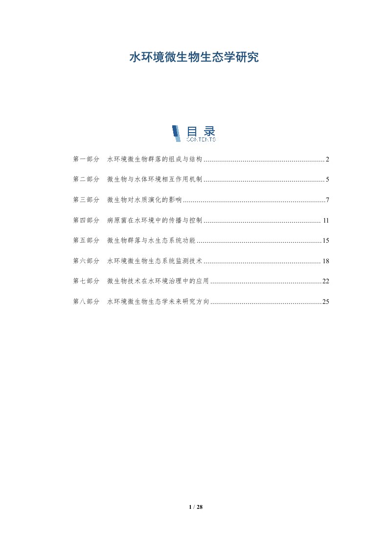 水环境微生物生态学研究