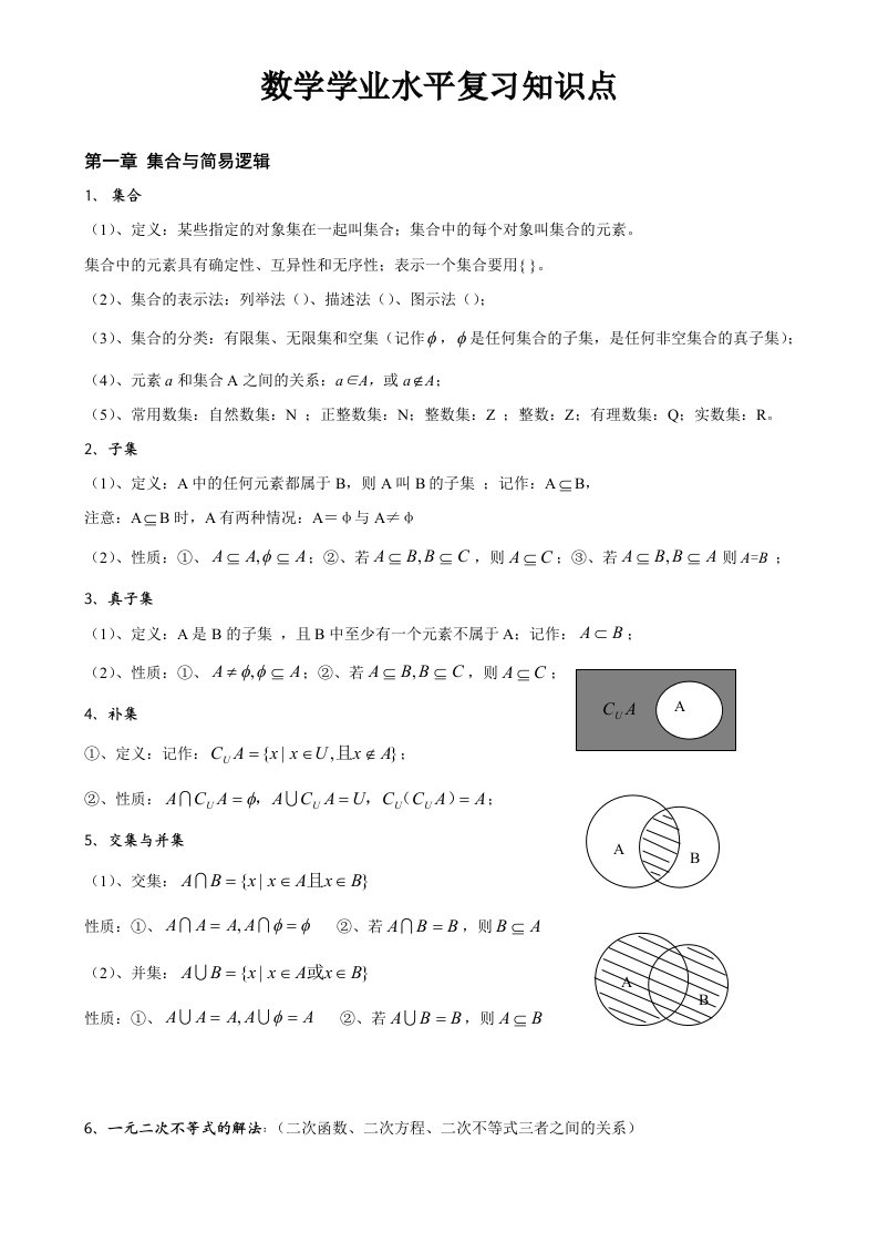 高中数学会考知识点总结-(超级经典)