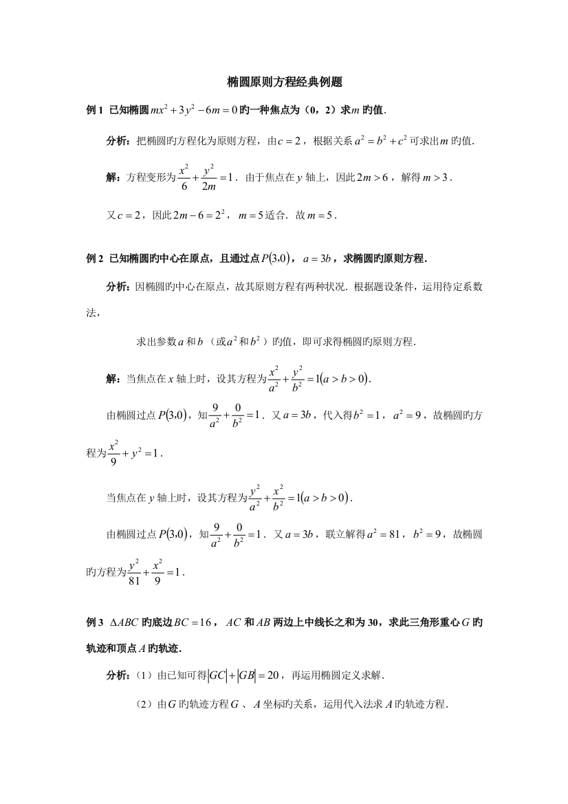 2023年名校高中数学题库椭圆