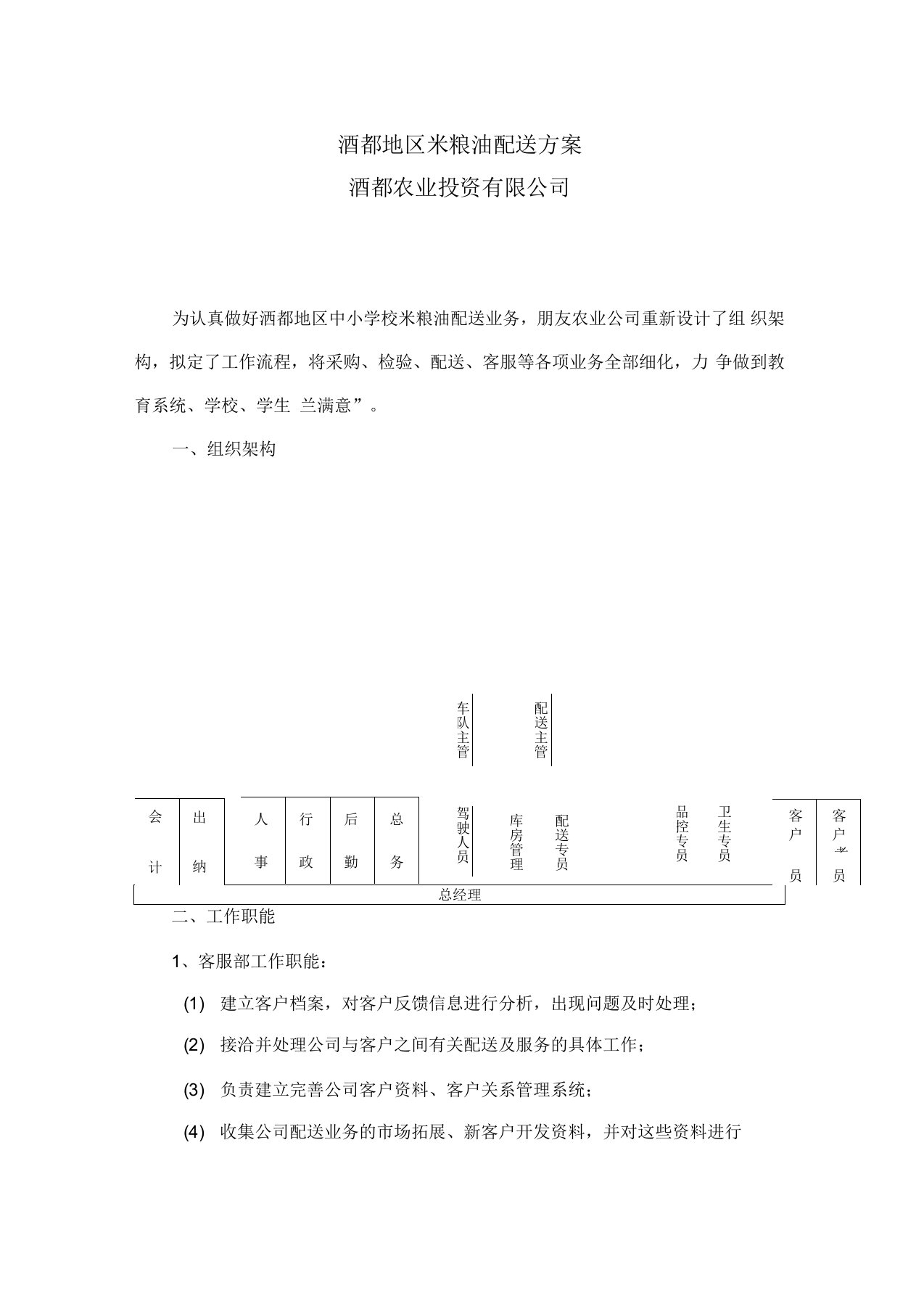 配送实施方案的设计、应急的预案等(定)