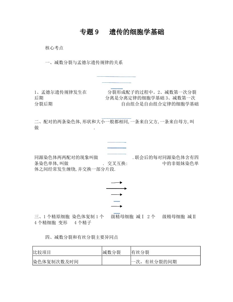 一轮复习细胞分裂学案