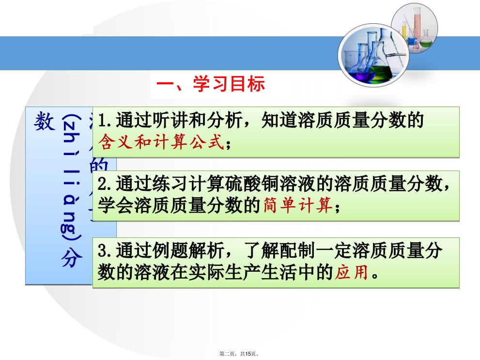 人教版九年级化学下册9.3溶液浓稀的表示说课课件共15张教学教材