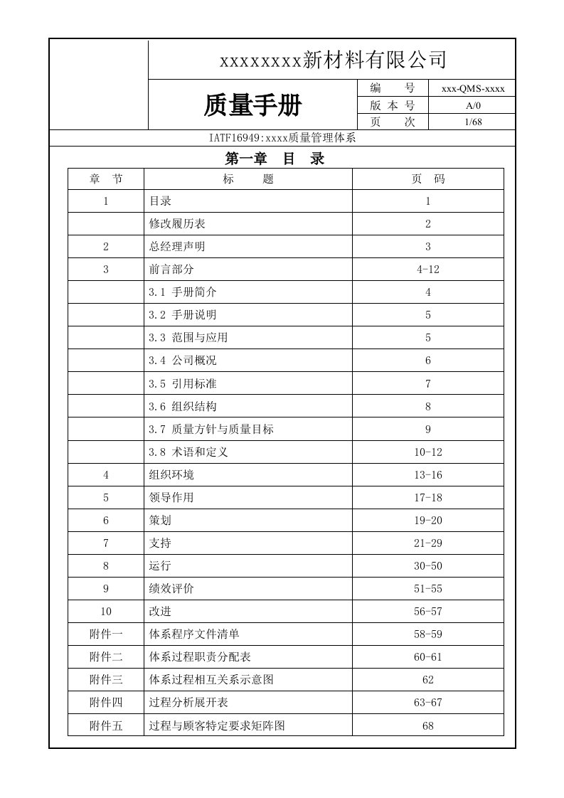 新材料有限公司iatf16949质量手册