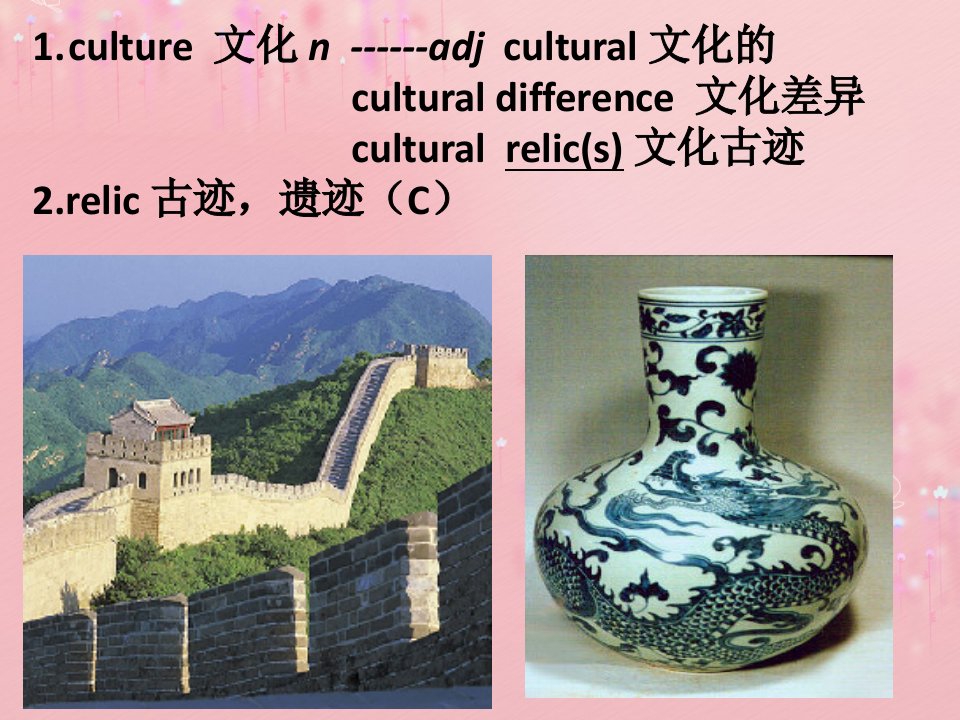 必修二unit1Culturalrelics