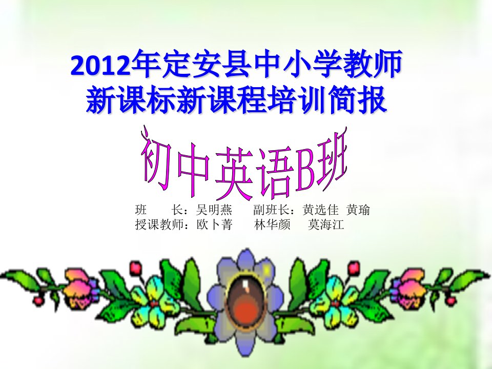 2012年定安县中小学教师新课标新课程培训简报