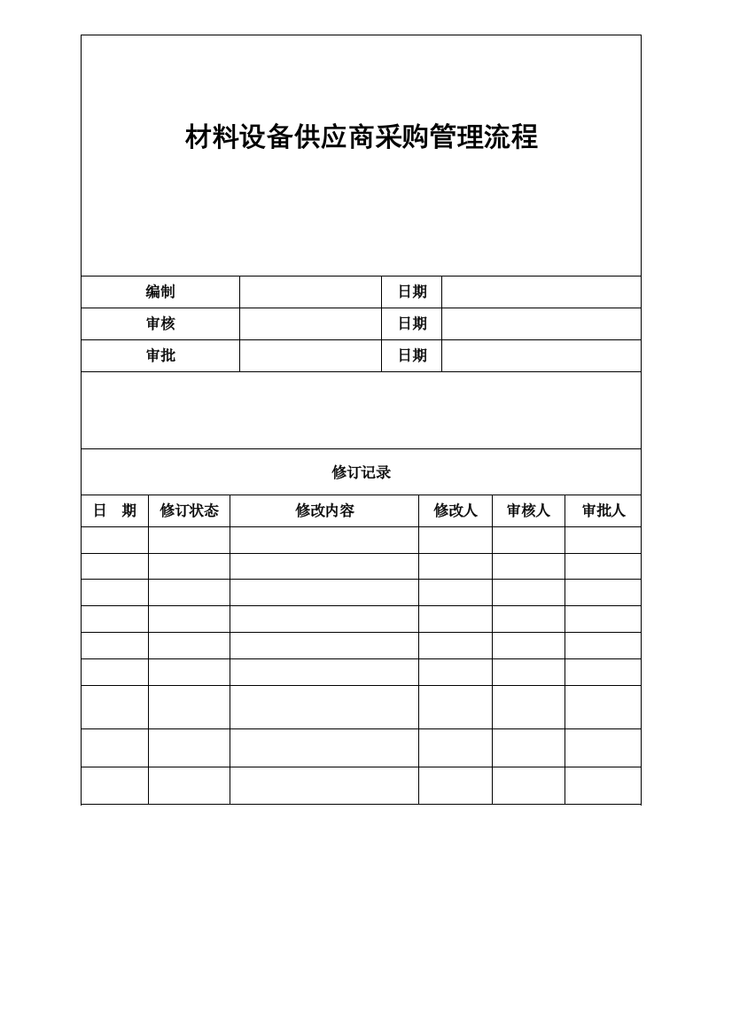 XKCBLC018材料设备供应商采购管理流程