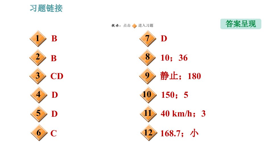 教科版八年级上册物理习题课件期末提分练案第1讲第1课时达标训练