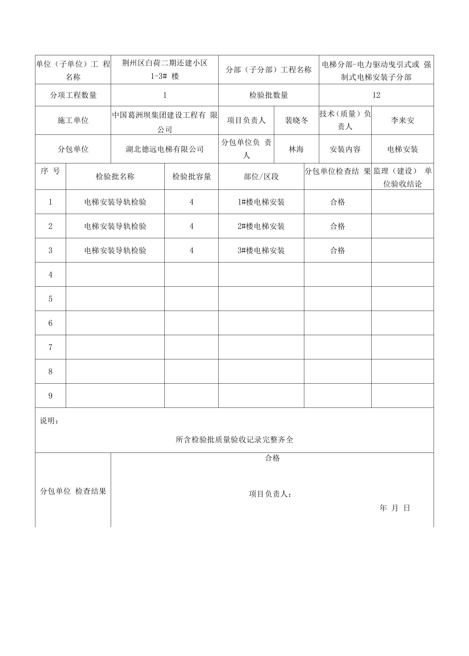 4电梯导轨检验记录