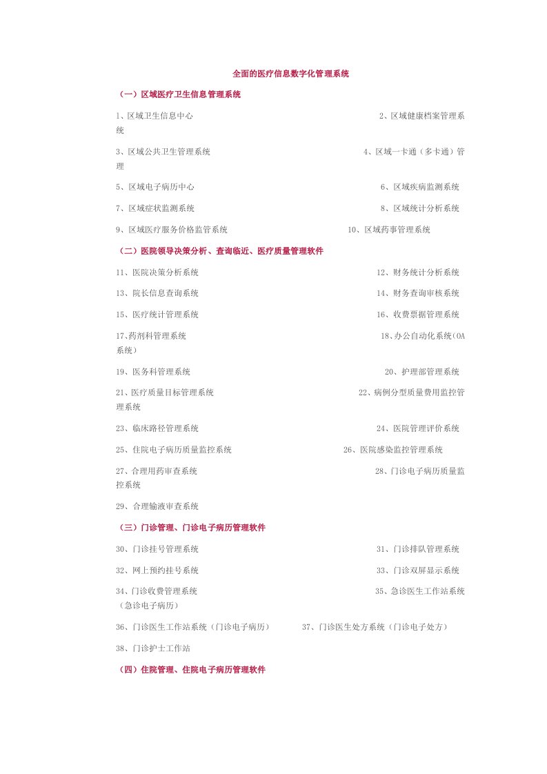 全面的医疗信息数字化管理系统