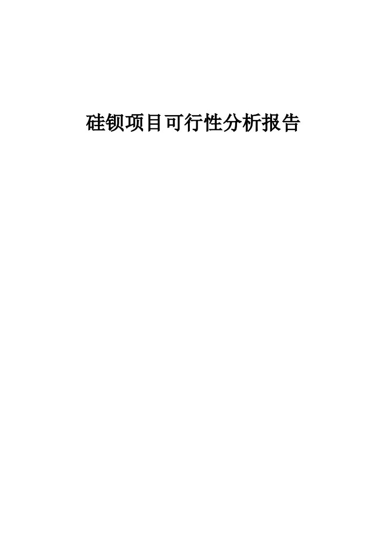 硅钡项目可行性分析报告