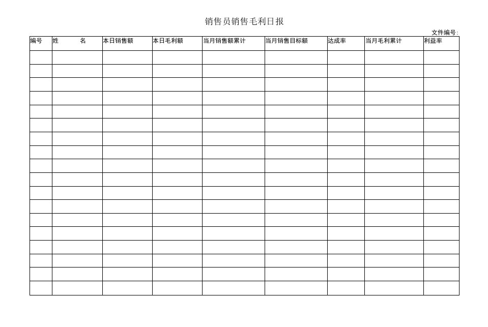 销售员销售毛利日报表