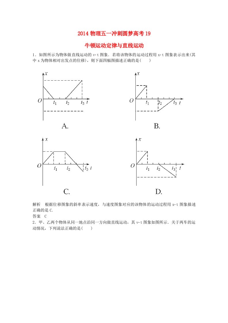 (圆梦高考)2014高考物理五一冲刺练