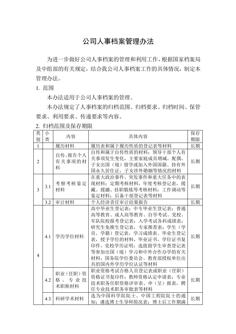 人事档案管理制度