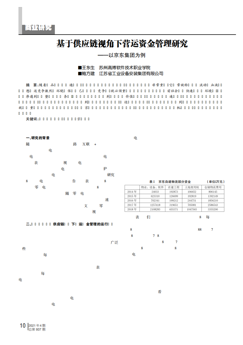 基于供应链视角下营运资金管理研究——以京东集团为例