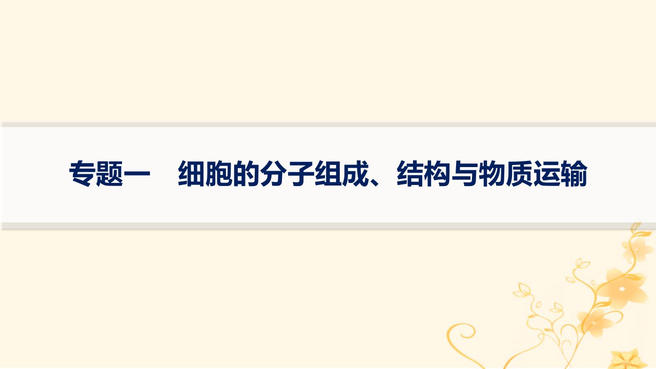 适用于新高考新教材2024版高考生物二轮复习专题1细胞的分子组成结构与物质运输课件