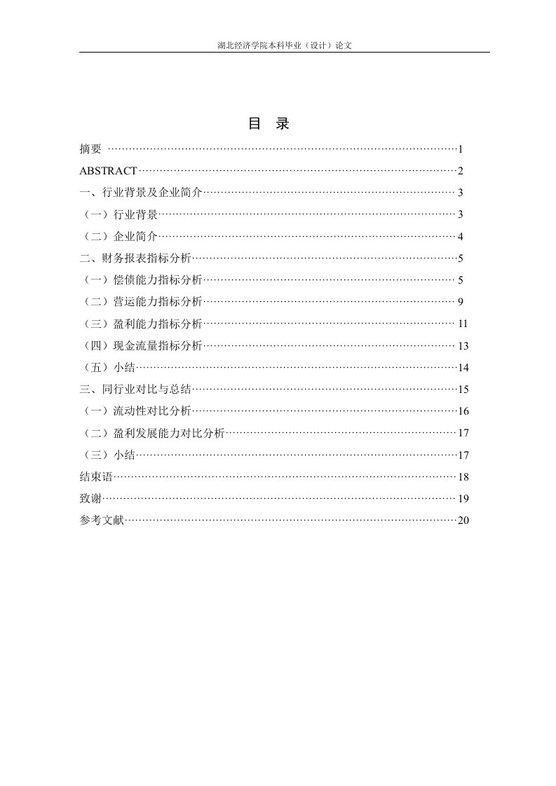 中百集团财务报表分析毕业论文