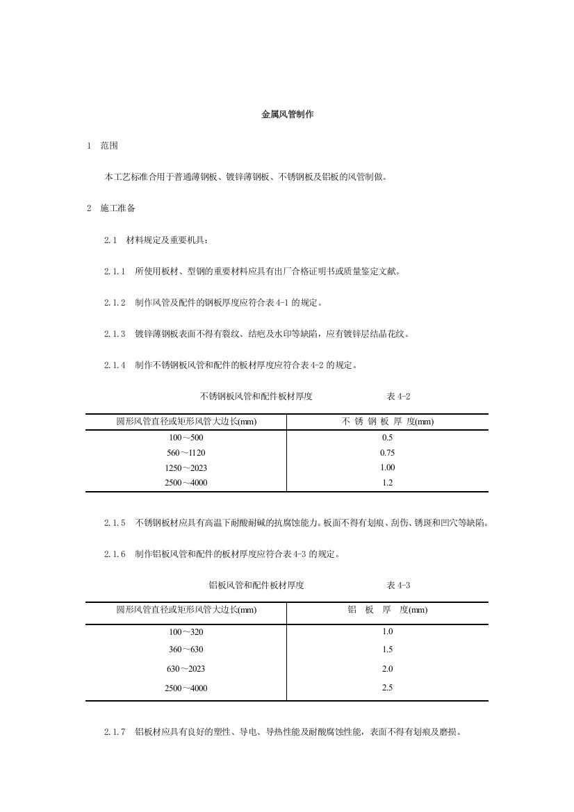 金属风管制作施工工艺