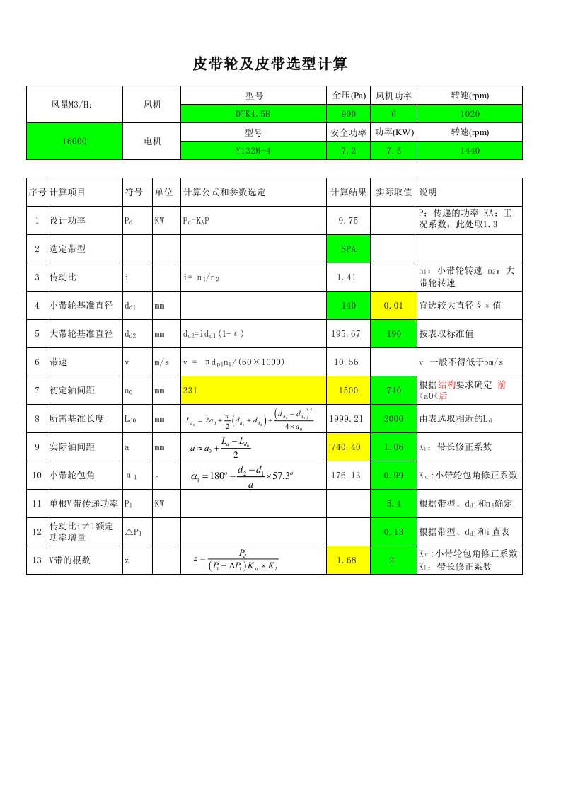 皮带轮及皮带选型计算