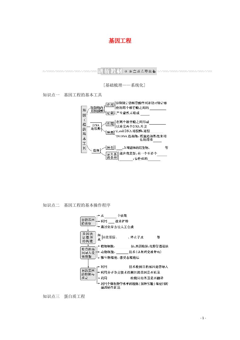 2022届新教材高考生物一轮复习第二单元现代生物科技3基因工程课前学案选择性必修3