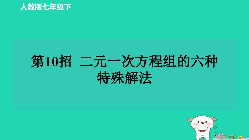 2024春七年级数学下册练测第10招二元一次方程组的六种特殊解法习题课件新版新人教版