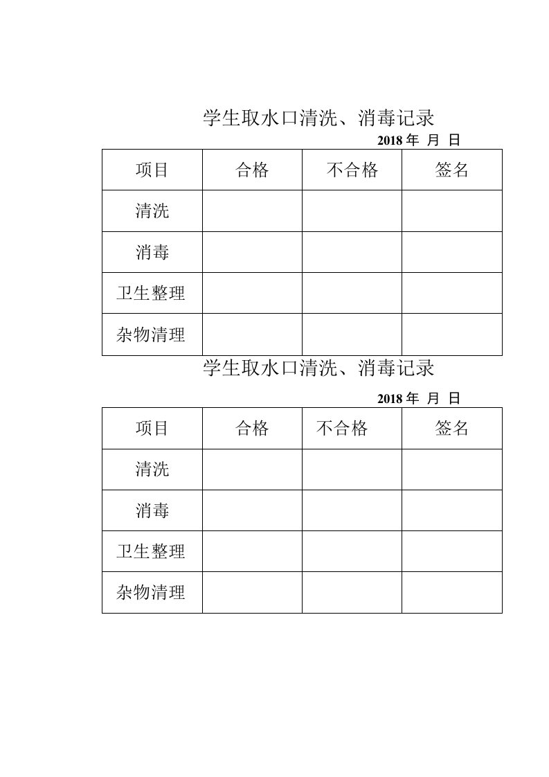 学校饮用水卫生日检查记录