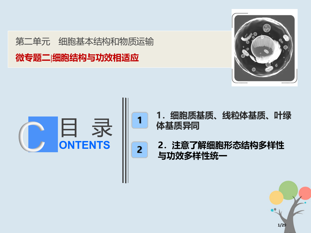 高考生物复习第二单元细胞的基本结构和物质运输微专题二细胞的结构与功能相适应市赛课公开课一等奖省名师优