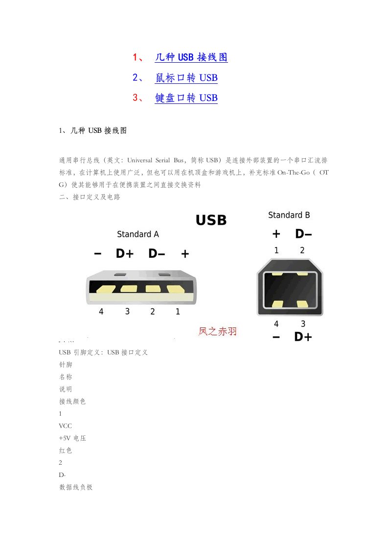 几种USB接线图-和-鼠标键盘口转USB图