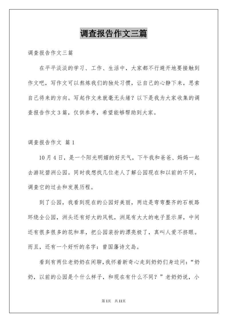 调查报告作文三篇精选