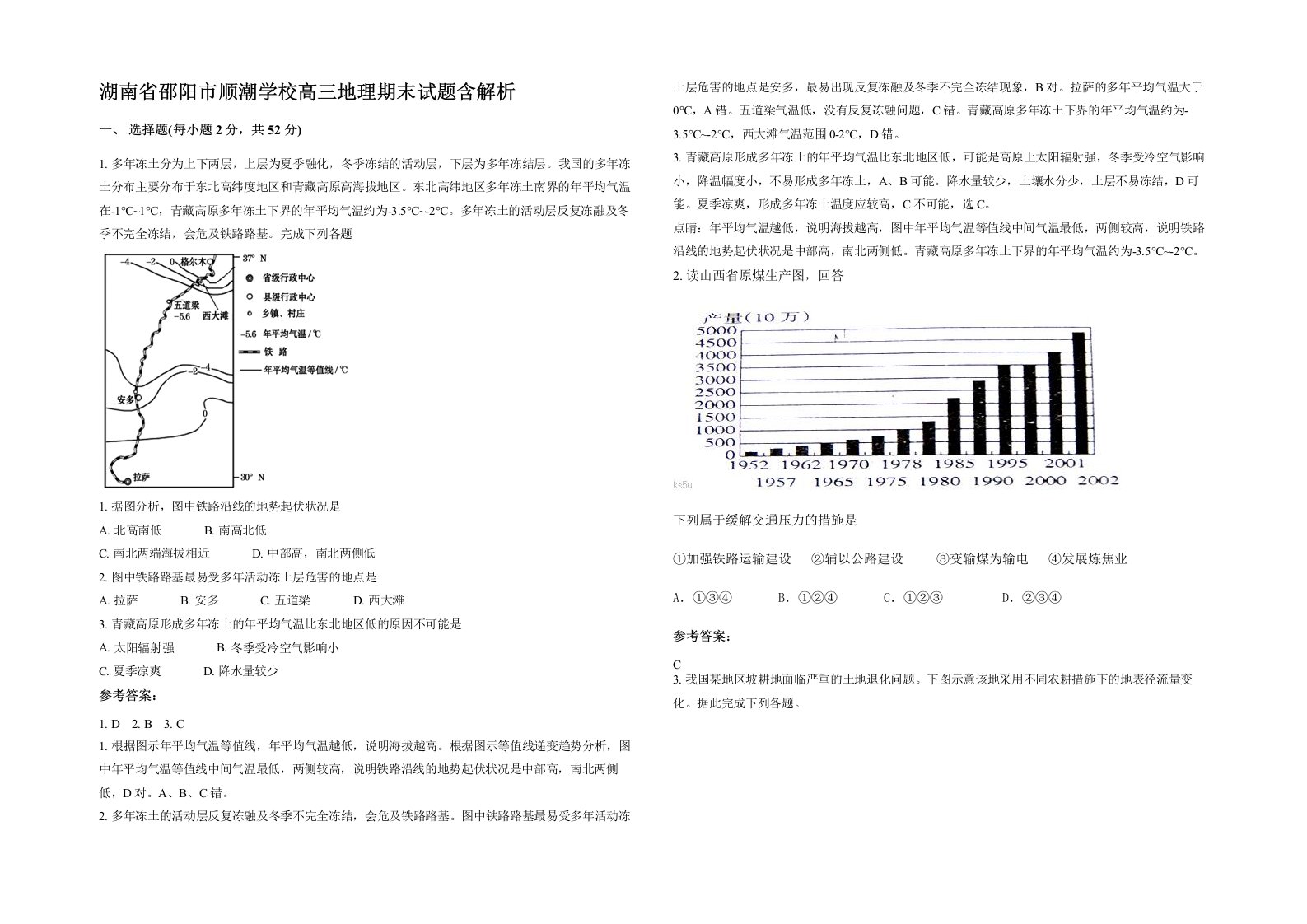 湖南省邵阳市顺潮学校高三地理期末试题含解析