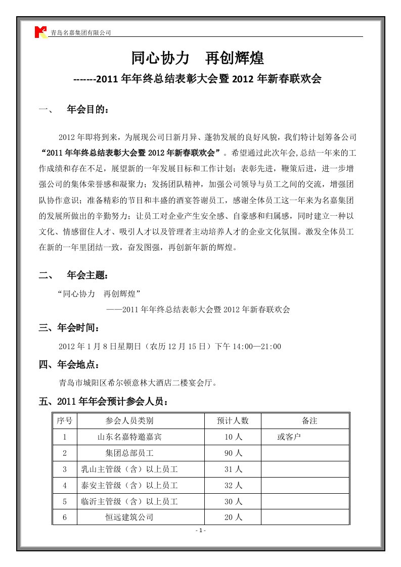 精选年会活动方案及费用预算