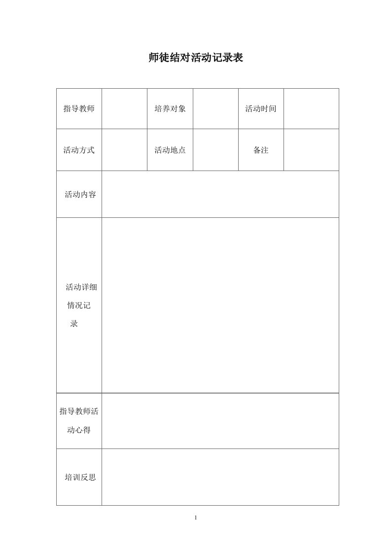 师徒结对活动记录表