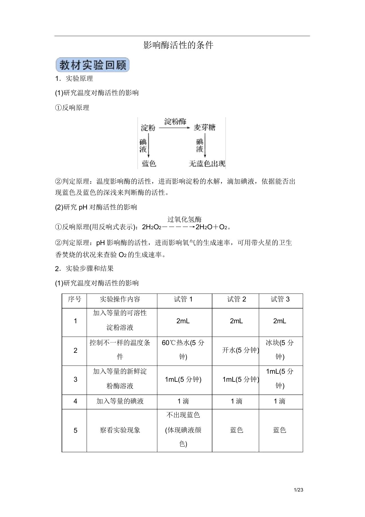 冲刺2020高考生物实验突破专题影响酶活性的条件(附及解析)