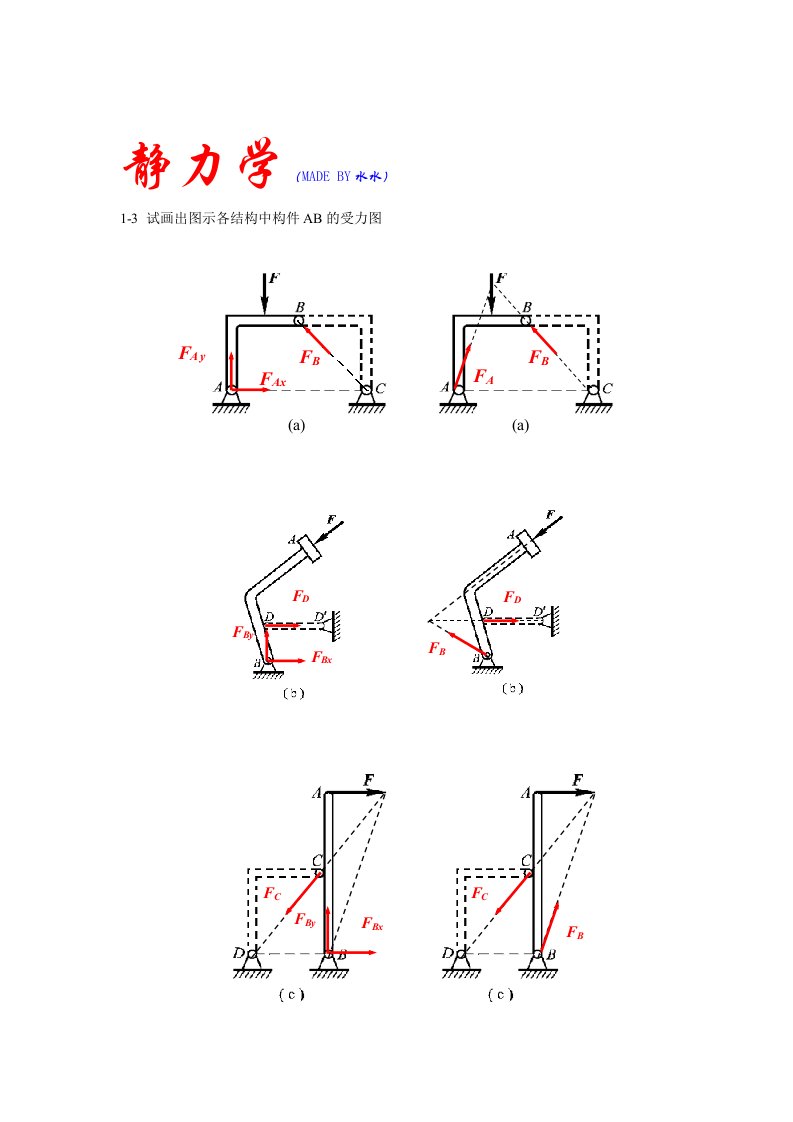 理论力学之静力学习题答案