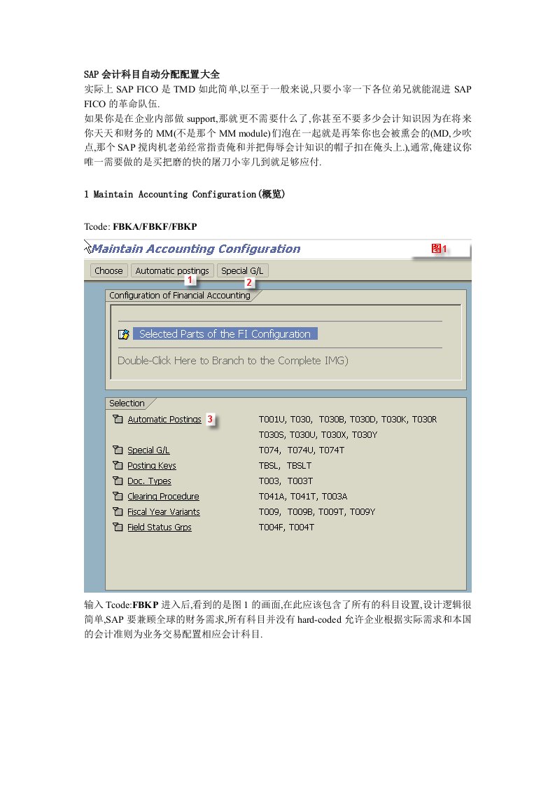 SAP会计科目自动分配配置大全