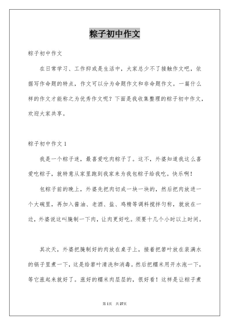 粽子初中作文汇编