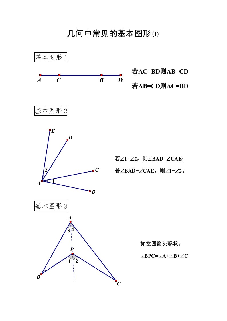 初中几何中常见的基本图形