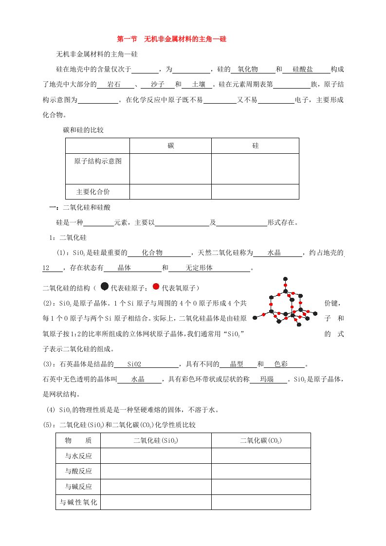 化学必修一第四章非金属及化合物