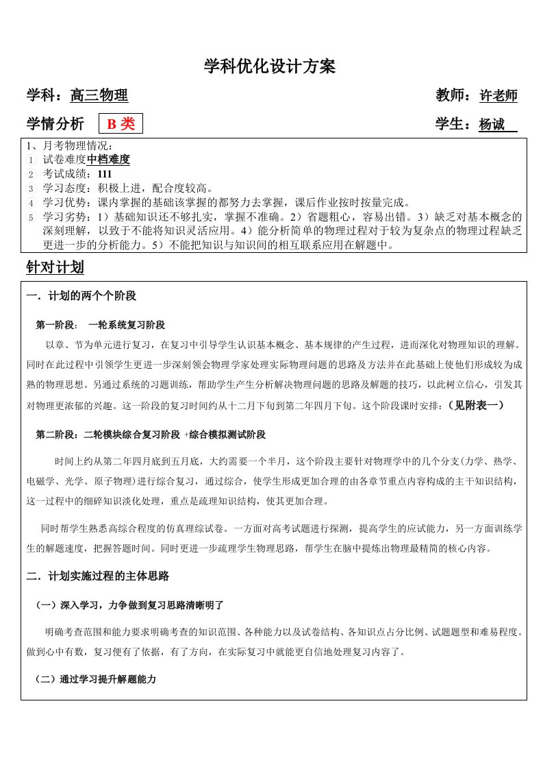 学科优化设计方案(杨程)