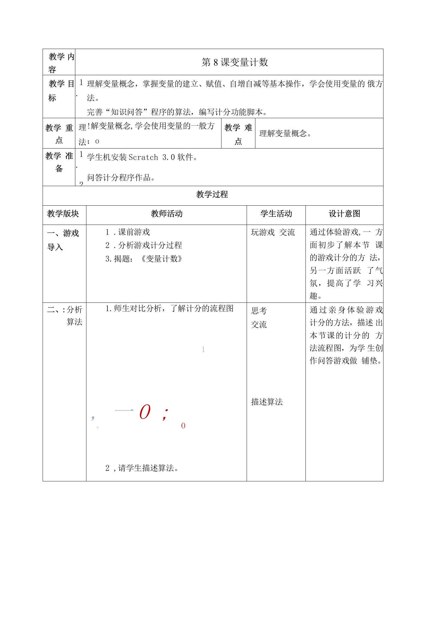 浙摄影版信息技术五年级下册第8课《变量计数》教案