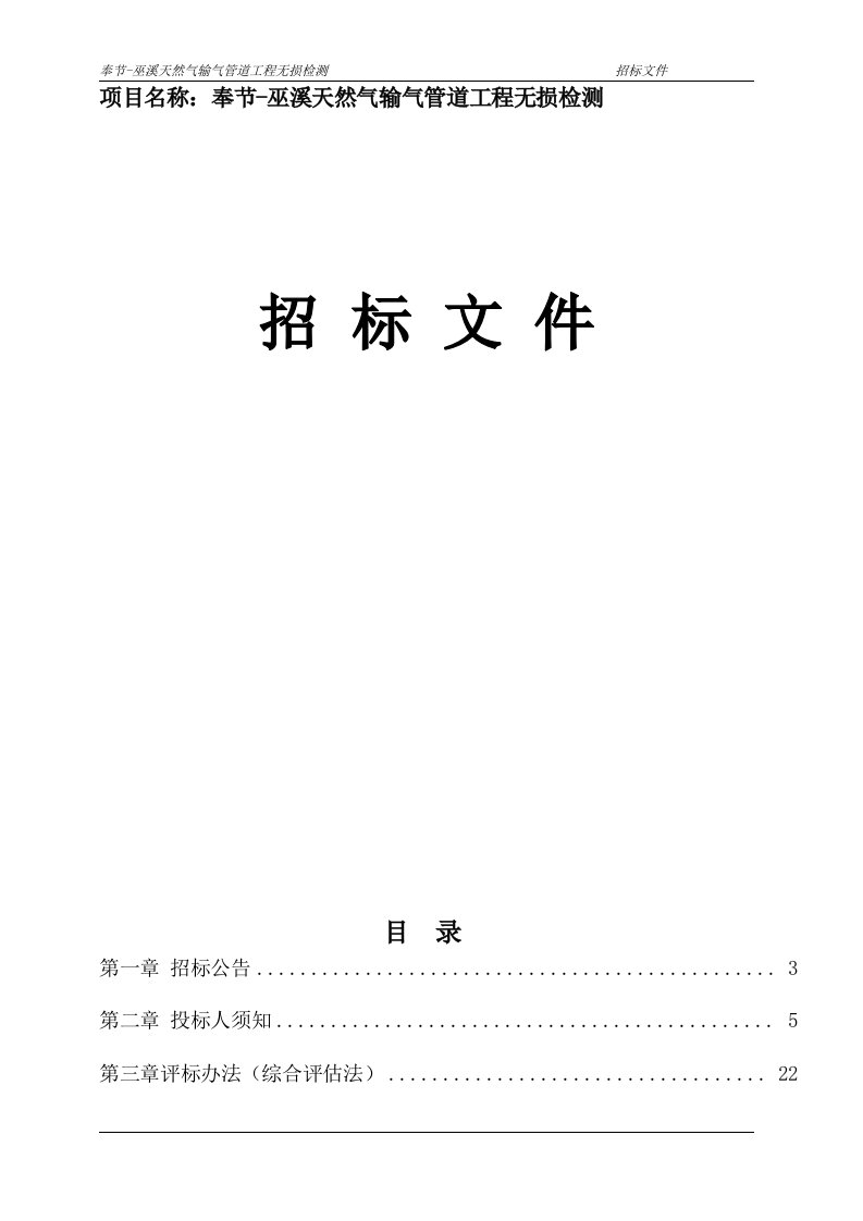 天然气输气管道工程无损检测招标文件