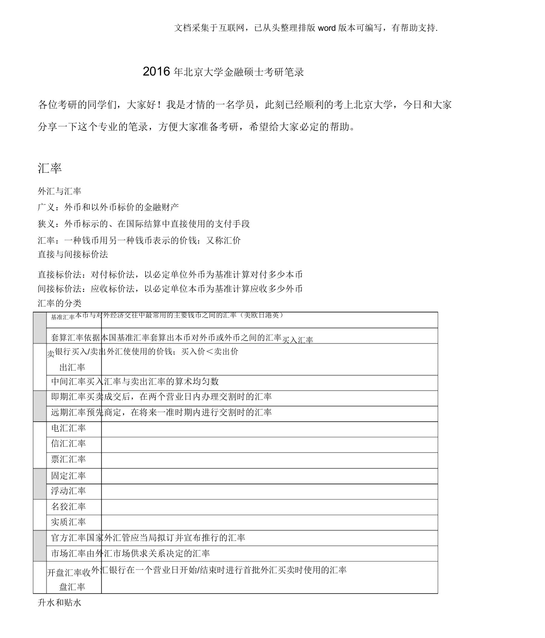 2020年度北京大学金融硕士考研笔记