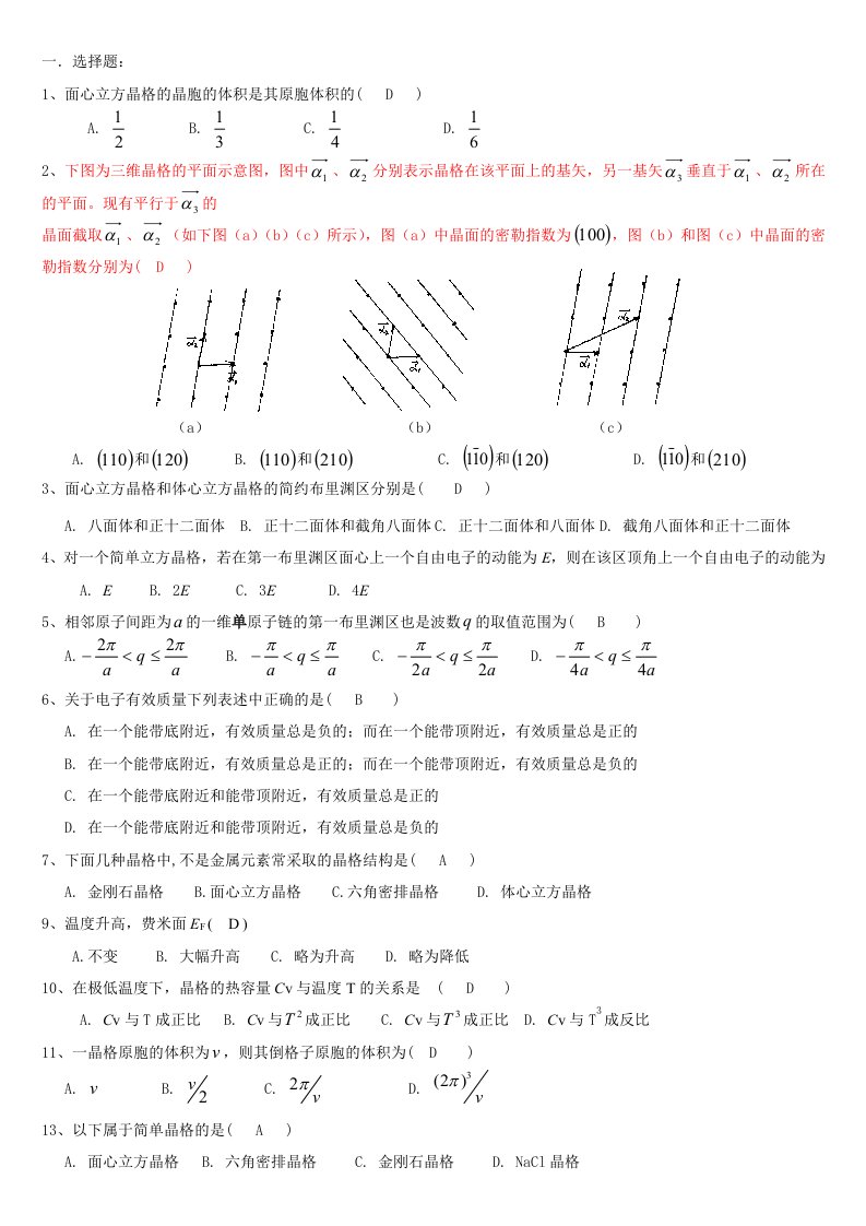 固体物理复习资料