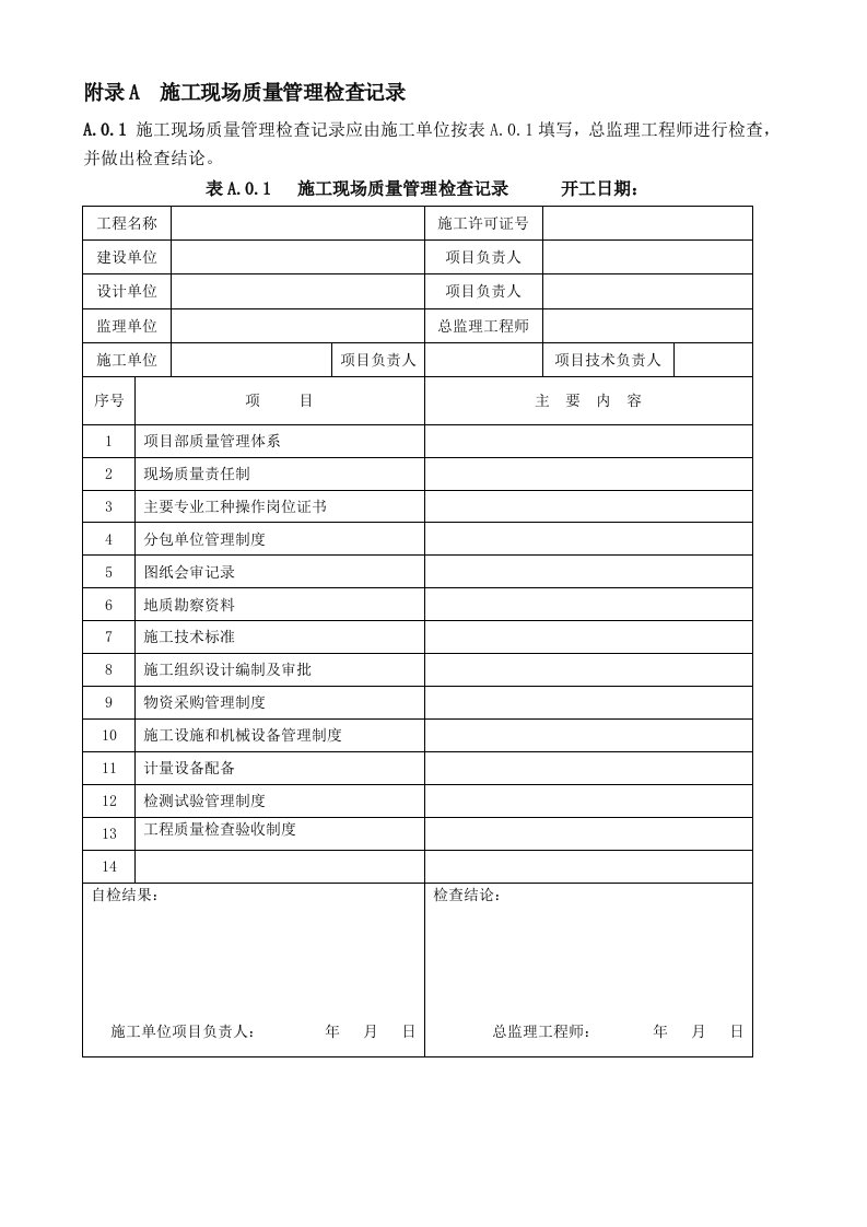 GB50300-2013建筑工程施工质量验收统一标准附表word版