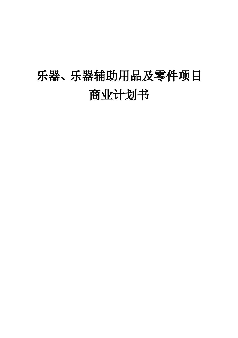 乐器、乐器辅助用品及零件项目商业计划书