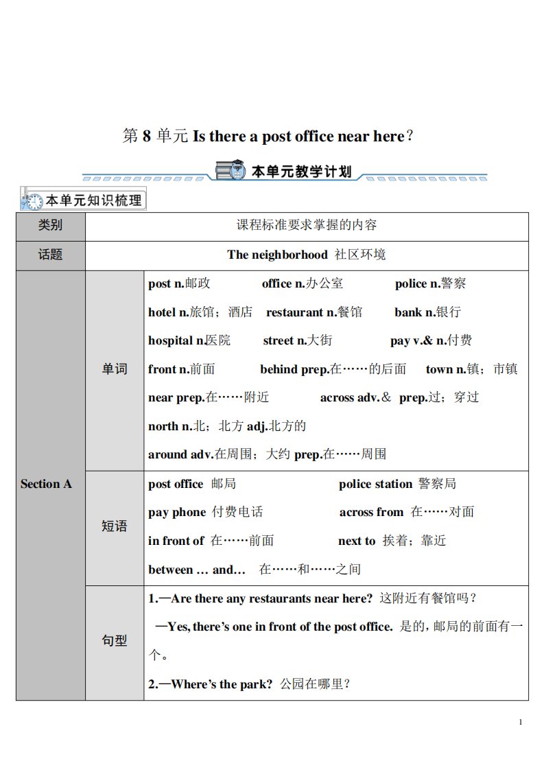 人教版初中七年级英语下册第八单元Unit