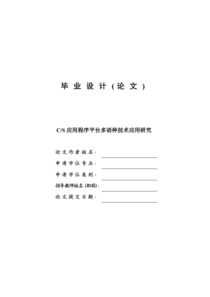 CS应用程序平台多语种技术应用研究—毕业设计论文